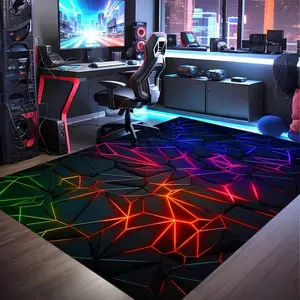 Soft Geometric Gaming Area Rug, Home Decorative Rug, Perfect for Bedroom & Game Room Decor, Comfortable Floor Mat for Living Room, Kitchen, Entryway, Gaming Rugs, Geometric Pattern Rug