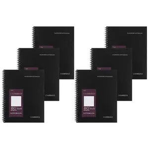 Cambridge Limited Notebook, 6 Pack Black Notebook, Legal Ruled, Professional Business Notebook, 80 Sheets, Spiral Wirebound Office Journal & Notebook For Quicknotes, Meeting for Women & Men, CAM10-402