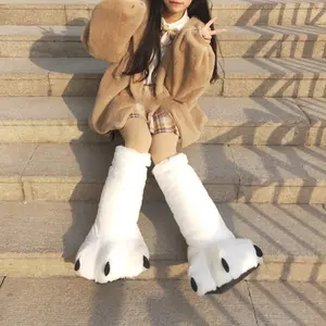 Creative Cute Bear Claw Slippers With Fur Slides