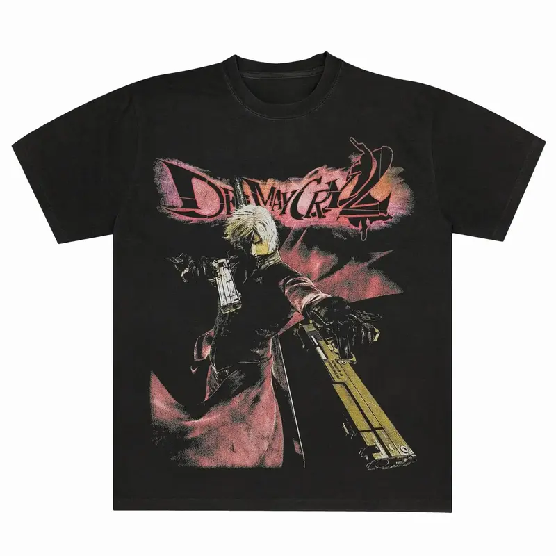 ZORA LAB Devil May Cry Dante Unisex Cotton T-Shirt - Soft, Seamless, Classic, Stylish, Casual Retro Vintage Pulp Gothic Grunge Reinforced Streetwear Graphic Mens Top, Male Clothing Gift