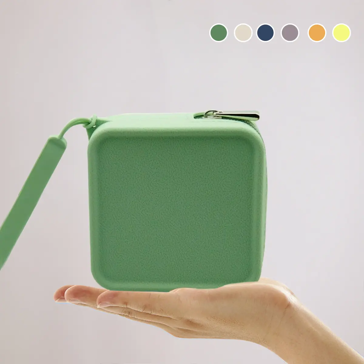 Women's Solid Color Silicone Coin Purse, Flexible Square Pouch with Zipper, Compact Makeup Organizer for Travel, Square Shape, Lightweight, Do Not Wash, Multi-Compartment