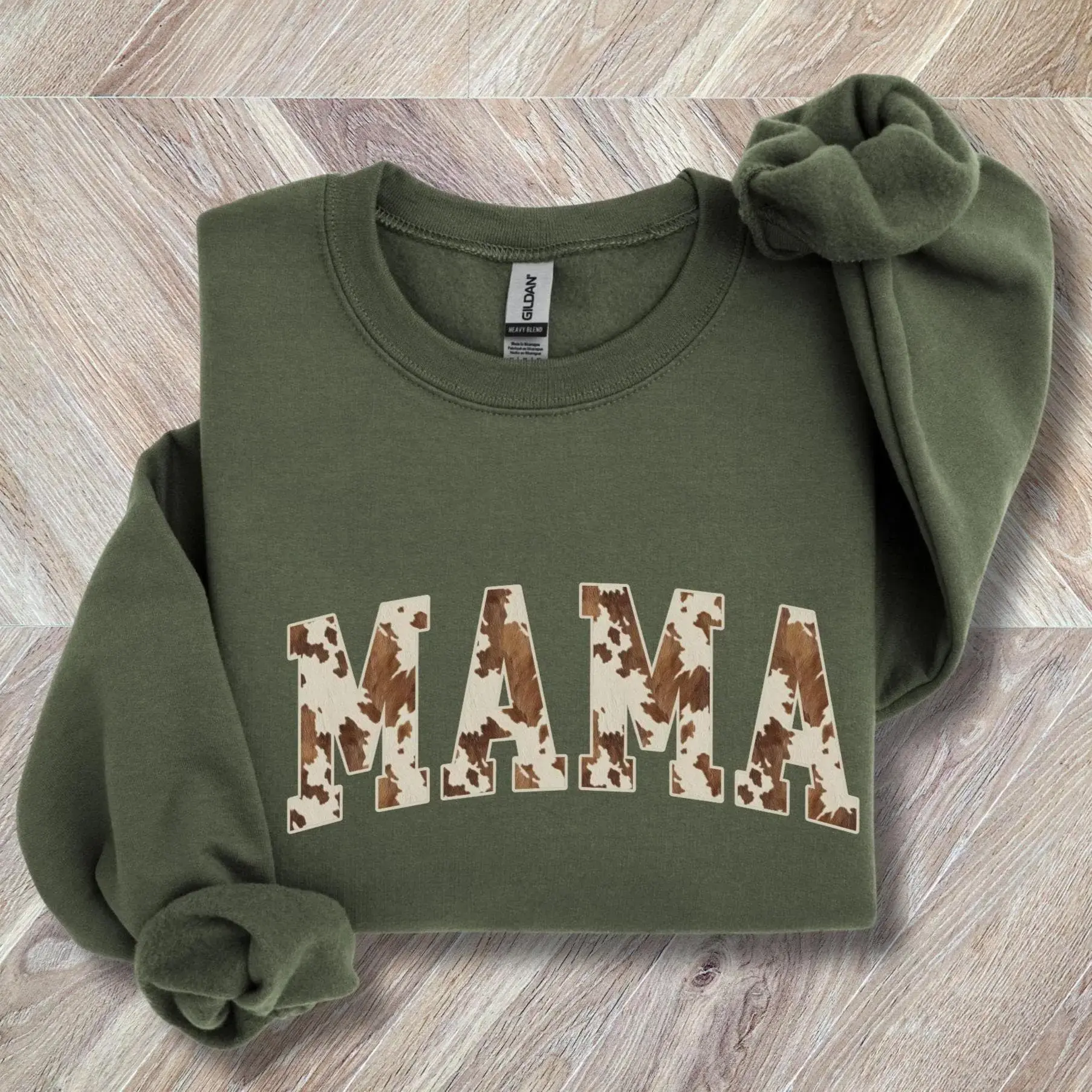 Brown Cow Print Mama Sweatshirt Mama Cowhide Sweater Mama Western Crewneck Mama Christmas Gift Mom Birthday Trendy Mama Shirt Mothers Day