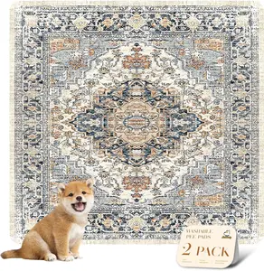 36x36 Inch Washable Dog Pee Pads, Reusable Leak Proof Non Slip Potty Pads for Puppies Dogs, Training Pads for Crate Floor Beige