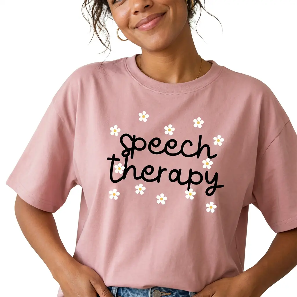 Speech Therapy Shirt Women Cute Floral SLP Graphic Tee Plus Size
