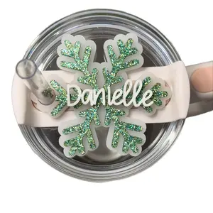 Glitter Snowflake 40oz Tumbler Topper