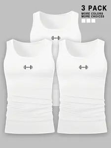 Men's Solid Color Scoop Neck Tank Top, Slim-Fit Sporty Style, Breathable Sleeveless Top for Daily Wear, All-Seasons Casual Clothing