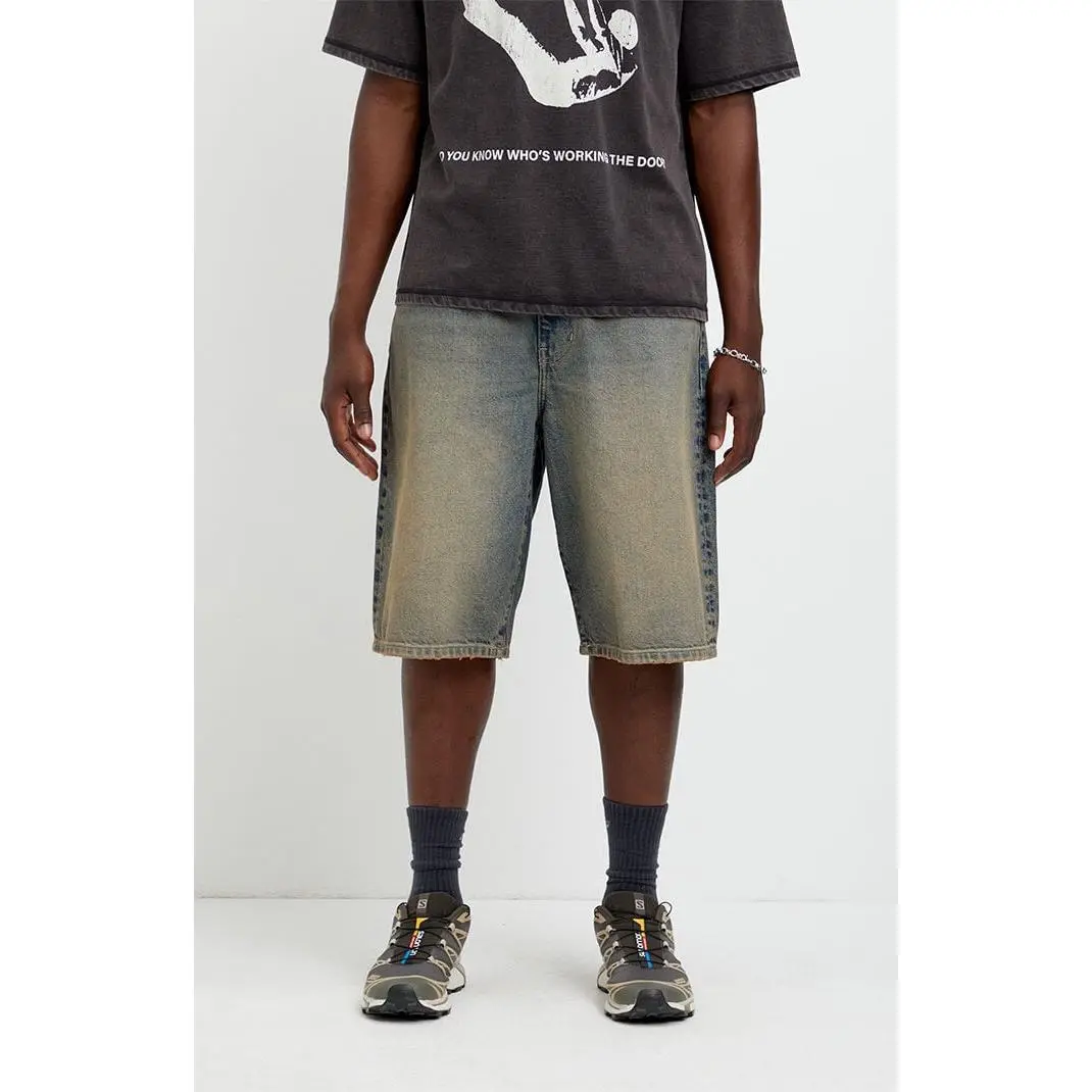 Pacsun Men's Austin Extreme Baggy Jean Shorts Dark Blue Tint