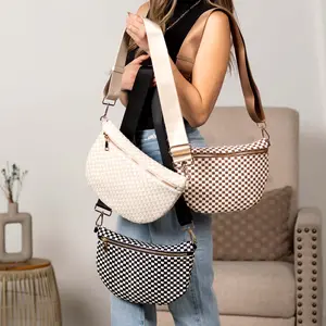 Layla Woven Checkered Crossbody Sling Bag