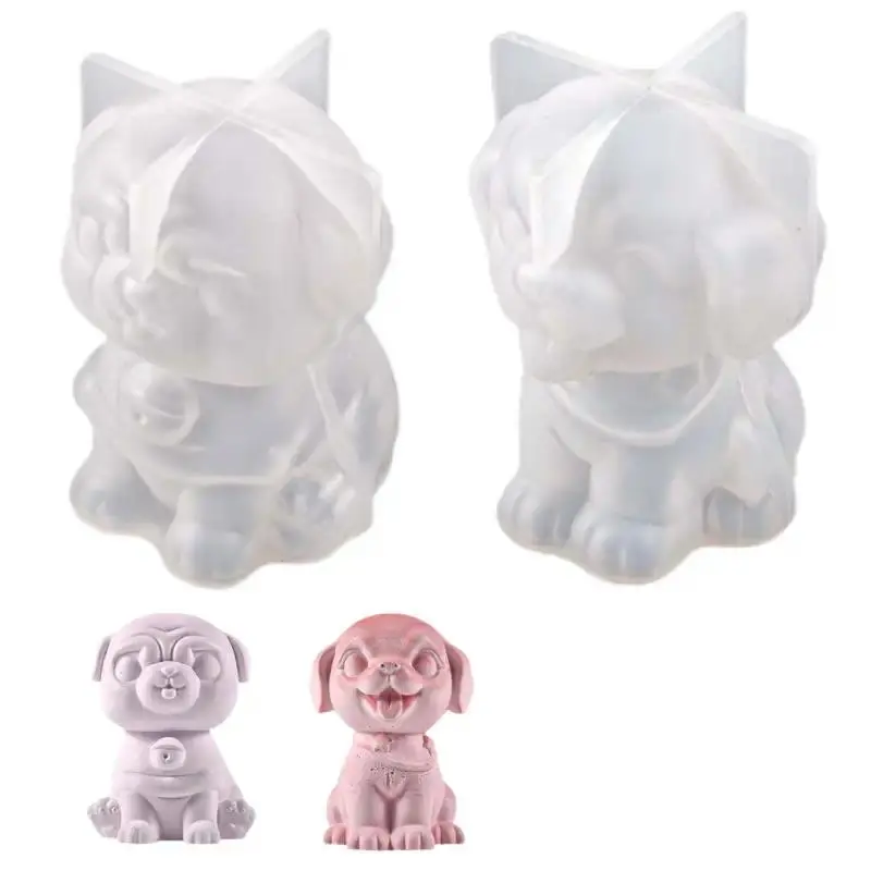 2 Pack Dog Silicone Mold - 3D Animal Candle/ Resin/ Clay Molds Kit, Reusable Pet Crown Dog Candle Wax Resin Casting Molds for DIY Crafts Home Decor(No crown on top of head)