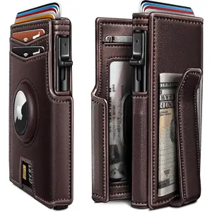 Airtag Wallet for Men,with Money Clip 10 Cards Metal Case Smart Slim Pop Up Credit Card Holder Flip with Magnetic Closure RFID Blocking wallet with Gift Box