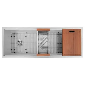ZLINE Garmisch 45" Undermount Single Bowl Sink in DuraSnow® Stainless Steel with Accessories (SLS-45S)
