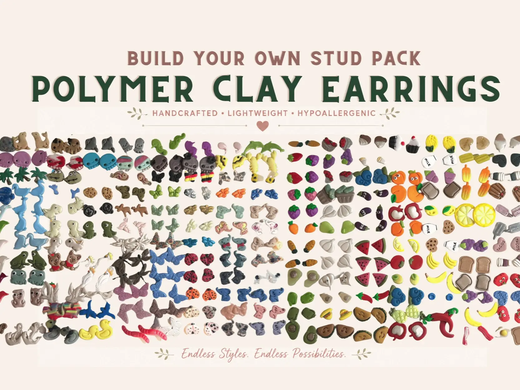 Handcrafter Polymer Clay Stud Earrings - Build Your Own Stud Packs!
