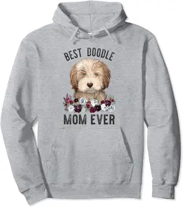 Best Doodle Mom Ever Dog Mama Floral Labradoodle Pullover Hoodie - 73B093QL936M
