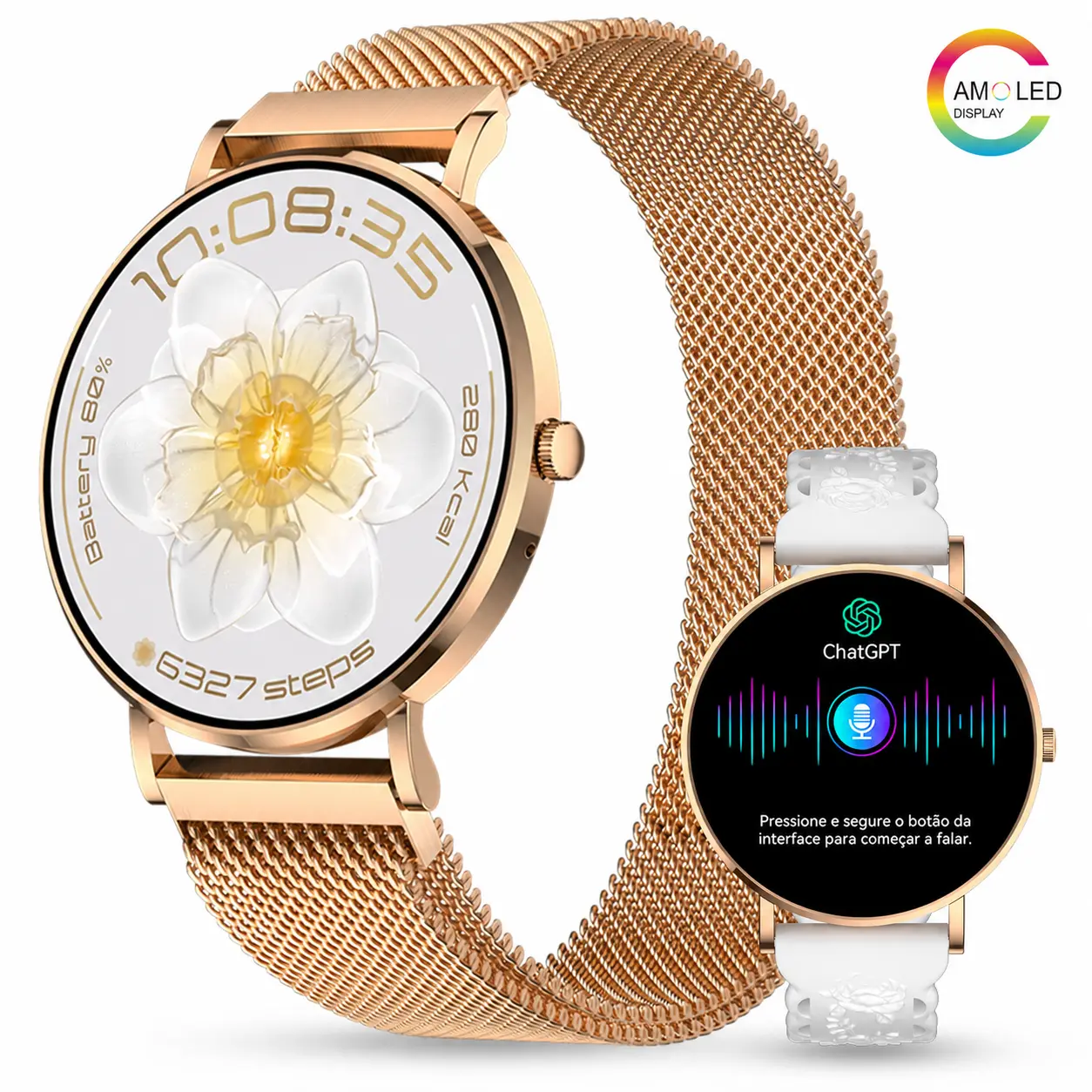 AM28 Women’s Smartwatch with ChatGPT AI Assistant, AMOLED Display, IP68 Waterproof, Heart Rate & Women’s Health Tracker, Ultra-Thin Stylish Fitness Watch – Perfect Gift for Her
