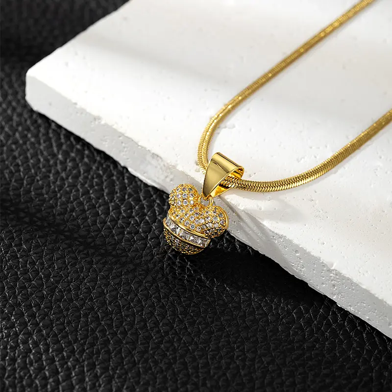 Women's 2 mm Gold Filled Long Bear Sugar Cube Pendant Necklace - Dainty Copper Chain, Modern Charm Jewelry, Gold Textured Layering Piece, Casual Personalized Costume Jewelry, Ideal for Daily Wear & Parties, Birthday Gift a-1