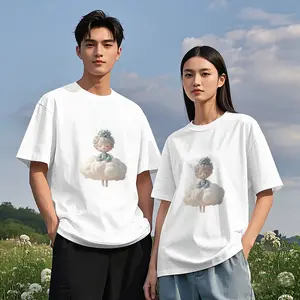 Cute Girl Graphic T-Shirt Aesthetic Cartoon Print Tee Unisex Casual Cotton Summer Shirt