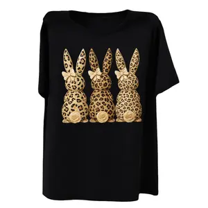 Adorable Leopard Print Easter Bunnies Tee for Women