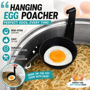 New hanging non-stick pan soft-boiled egg maker, creative pot-side egg cooker, portable kitchen breakfast egg steaming gadget