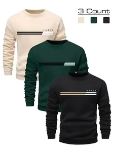 Men's Letter Print Drawstring Sweatshirt, Casual Loose Long Sleeve Round Neck Pullover for Fall & Winter, Men's Clothes for Daily Wear