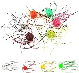 5pcs PVC Fishing Lure Fuzzy Dice Fishing Lure Dice Baits for Bass Fishing Portable Soft Slow Sinking Flexible Bass Lures with Tentacle Used to Lure Catfish and Perch in Streams Gifts For Men Christmas Gifts For Fishing Lovers Luminous Fishing Lure