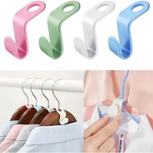 Space Saving Hanger Hooks, 50pcs, Polypropylene, 5KG Max Capacity, Pink Closet Hangers for Clothes (Pink 50PCS)