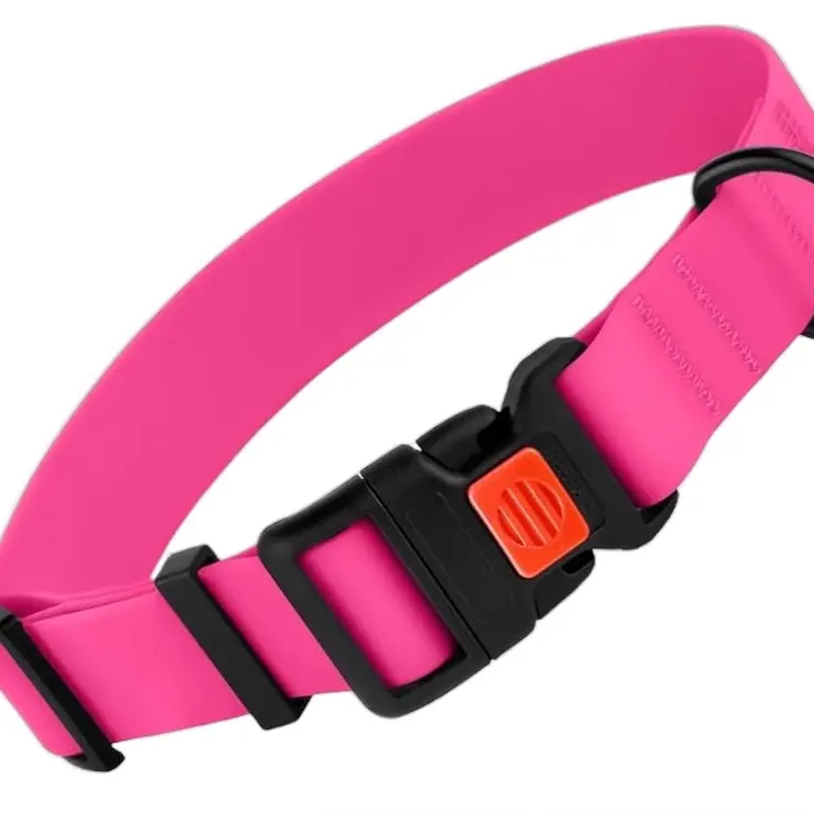 Adjustable Waterproof Pet Collar for Small Medium Large Dogs in Pink - Neck Fit 18"-26"