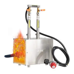 VEVOR Portable Propane Forge, 2 Burners, 2600 ℉   Tool and Knife Making Blacksmithing Farrier Forge, Large Capacity Square Shape, Stainless Steel Gas Forging Tools and Equipment, Use for Metal Forging
