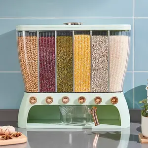 CNCEST Large Capacity Food Storage Containers 10Kg Flour Sugar Rice Dispenser Bin Kitchen Lid Silicone Transparent Utensils With Rice Hopper Pantry Organizer Home