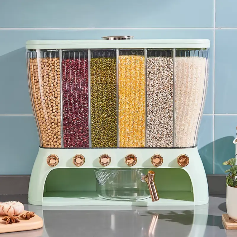 CNCEST Heavy-Duty Airtight Food Storage Container - 10kg Large-Capacity Rice Flour Sugar Dispenser Bin with Silicone Lid, Rice Hopper, Transparent Body, Self-Dispensing, Portion Control, Food-Safe Heavy Duty Containers for Pantry Organization