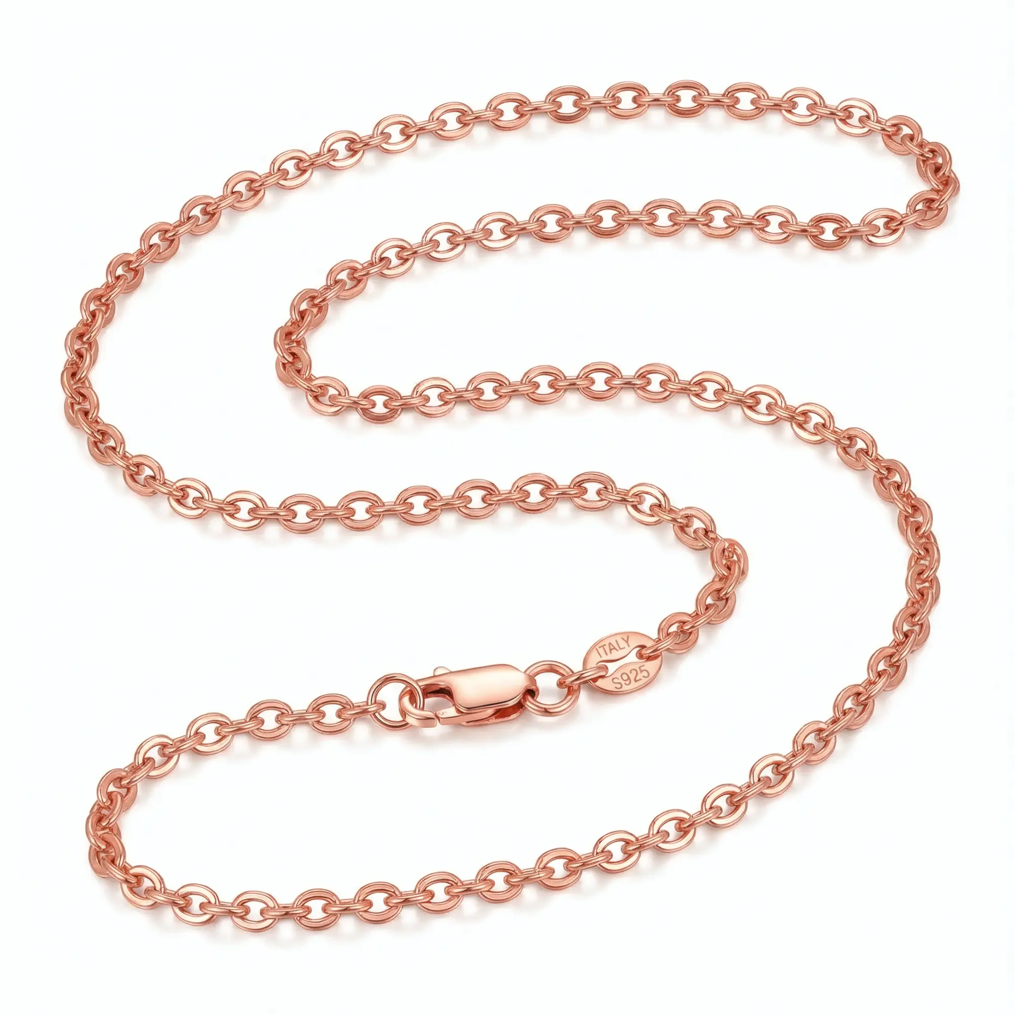 Eudora S925 Sterling Silver Cable Chain Necklace, Style 1.65mm Link, 18K Gold plated, Rose Gold, Silver, Replacement Chain for Pendants, Lobster Clasp 18" 20