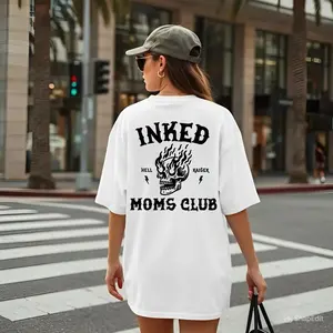 INKED MOM Shirt Graphic Tee for Tattoo Loving Moms, Funny Mom Life T-Shirt Gift for Mother’s Day, Birthday, Casual Wear, Streetwear, Women’s Relaxed Fit Top