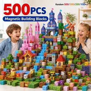 Magnetic Building Blocks Jumbo Set 500/300/200/100 PCS | STEM Montessori Sensory Toys for Toddlers | Large Magnetic Cubes & Tiles for 3D Spatial Reasoning | Christmas Birthday Gifts for Boys Girls Ages 3-8