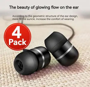 4 Pack Excellent Series 358 Earbuds with Microphone and Remote, Sound for iOS, Android,windows Headphones and Free Eva Carry case（Random color）