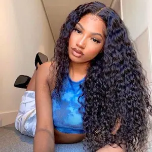 Bling Hair 30 32 Inch Deep Wave 6x4 Glueless Wigs Human Hair Pre-Cut 5x5 Lace Closure Wigs 180% Density Ready Go Curly Wigs For Woman