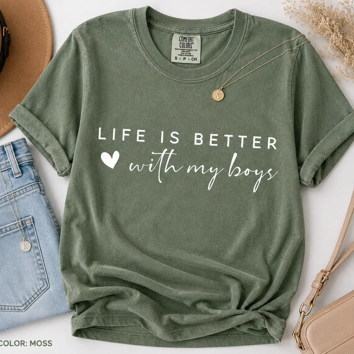 Life is Better with Boys Comfort Colors Shirt, Boy Mom T-Shirt, Mom of Boys Gift, Retro Mom Shirt, Motherhood Tee, Aesthetic Mom Life Shirt Casual Flat - TrendWear USA