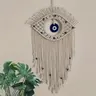 Boho Style Handmade Crochet Wall Hanging, Evil Eye Design Wall Hanging Decor, Wall Art Decor for Home Living Room Bedroom, Hangable, Wall Mounted Decoration, Wall Ornaments, Decorative Artwork, Home Decor Items, Living Room Decorations