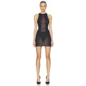 HAELO Wave Lace Mini Dress in Black