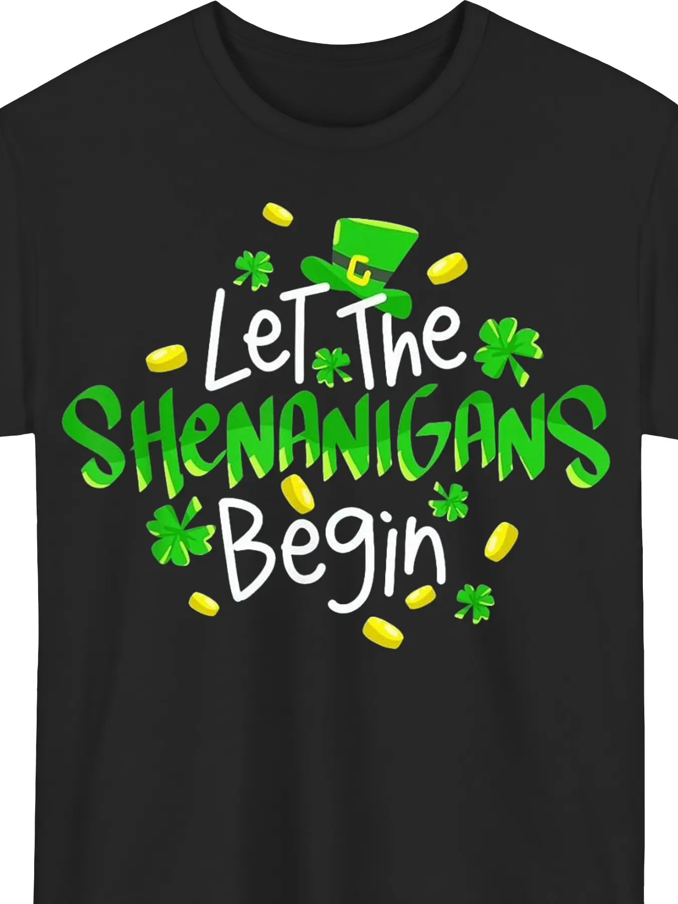 Let The Shenanigans Begin St Patrick'S Day Matchin unisex soft cotton short sleeve t shirt, vintage graphic casual tee for men women teens, perfect birthday holiday gift for camping travel gym daily street  wear