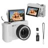W&O 44MP Portable Compact Digital Vlogging Camera - 1080P Handheld Point & Shoot, 32GB SD Card, 16X Zoom, Night Flash, Face Detection, MP4 Video, Lanyard, Belt Clip, Screen, Cable, for Kids, Camera for Pictures