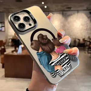 Vintage glorious mother Pattern Magnetic Phone Case for iPhone 15 16 14 Pro Max 13 12 11 XR XS Plus Shockproof Anti-Scratch Durable PC Back Protection Cover Cellphone Protective Casing Smartphone Silicone
