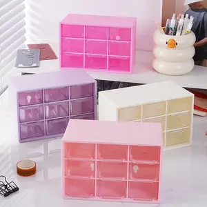 1pc 9-Slot Multi Compartment Design Drawer Storage Box Organizer for Jewelry & Cosmetics, Multi-Functional Makeup & Accessory Holder, Space-Saving Design, Desktop Organizer Bins