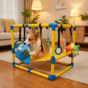 Pet Fitness Rack with 8 Hanging Toys, Boredom Buster Puzzle Toys for Cats & Dogs