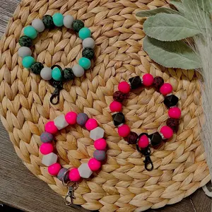 Bright color silicone wristlet keychains