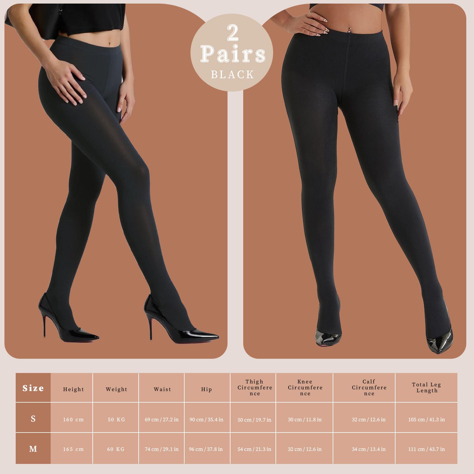 Women’s 400D Fleece Lined Tights 2 Pack – Thick Thermal Pantyhose, Warm Winter Leggings, Black S/M Slim Fit Womenswear