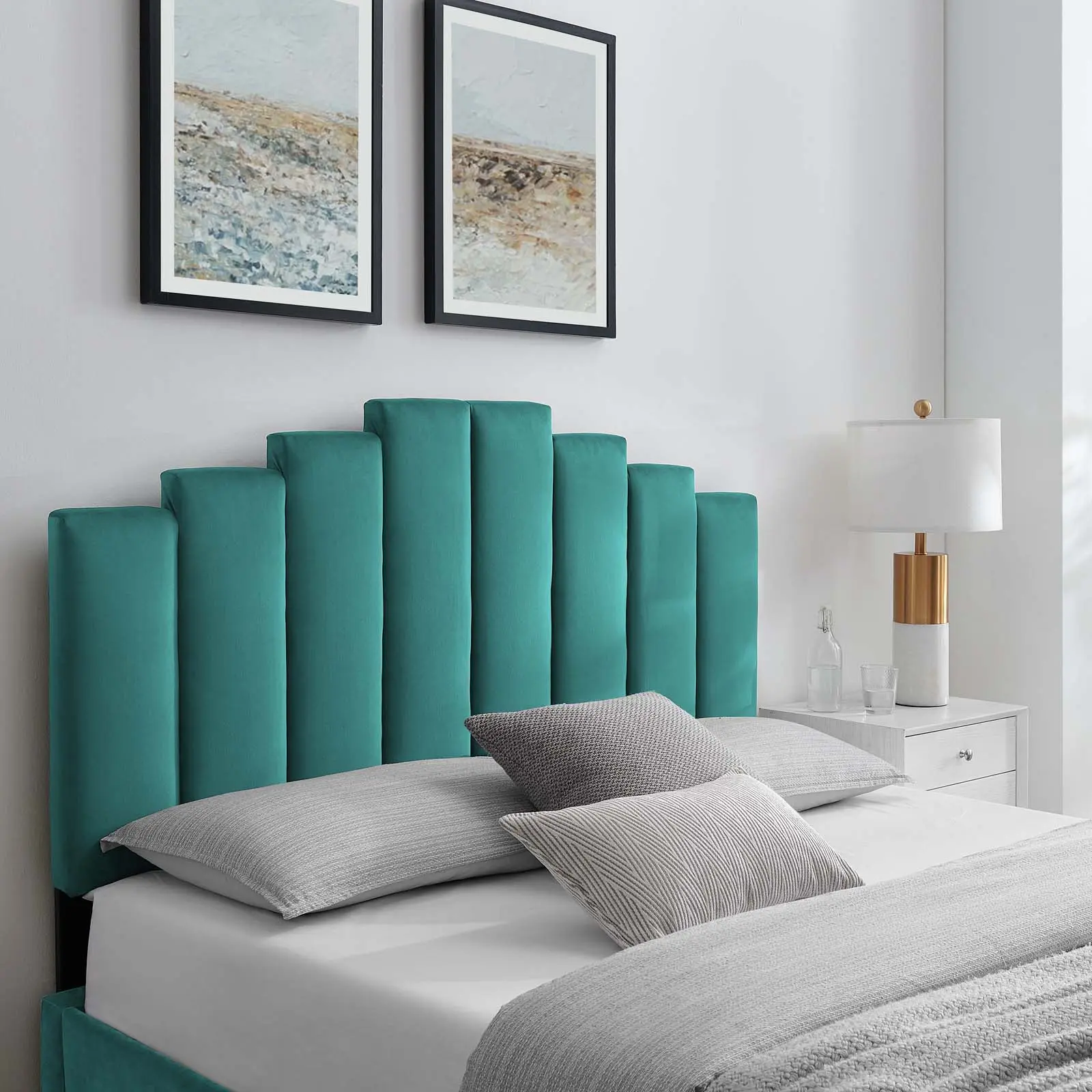 Modway Noelle Performance Velvet Twin Headboard in Teal Modway Noelle Performance Velvet Twin Headboard in Teal
