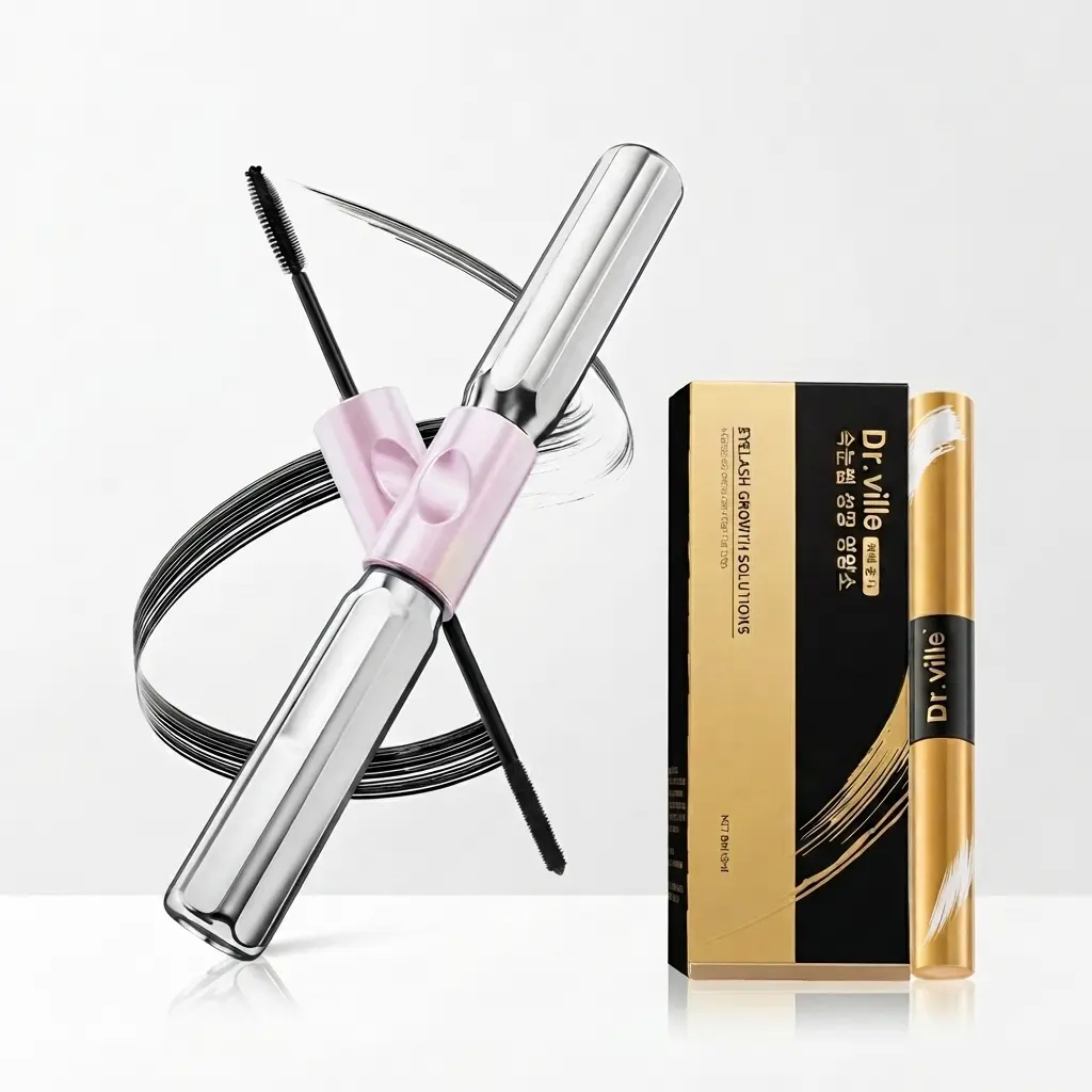 Dr.ville Dual-Ended Mascara - 2-in-1 Cosmetic Lengthening & Volumizing Waterproof Smudge-Proof Lightweight Adjustable Mascara for Natural & Bold Lash Looks, Limited Edition for Makeup Routine, 10Ml, Contains Beeswax, Lengthens Lashes, Adjustable Look, Dua