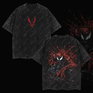 Superstyle Maximum Absolute Carnage Symbiote Supervillain MCU Edition Double Printed Oversize Lightweight Acid Washed Tee TV Series Graphic Design Top Cotton Streetwear Comic Superheroes T-Shirt Clothes Menswear Womenswear Apparel Classic Seamless DUT 8DK