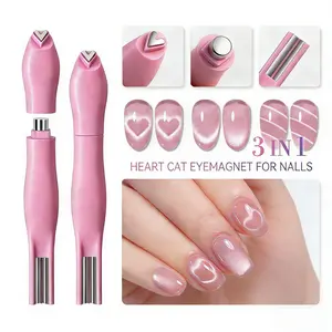 3-in-1 Cat Eye Magnet for Nails, Multi-Function Magnet Stick 3D Magnetic Cat Eye Gel Polish Nail Art, Professional Nail Shaping for Cat Eye French Manicure & Pedicure for Salon & DIY Nail Care, Perfect for Home, Salon