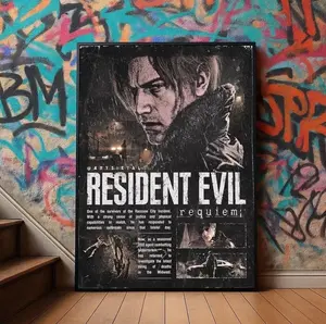 Resident Evil Requiem Unframed Poster - Retro Survival Horror Game Art Print - Raccoon City Zombie Apocalypse Wall Decor - Biohazard Fan Gift (no frame)