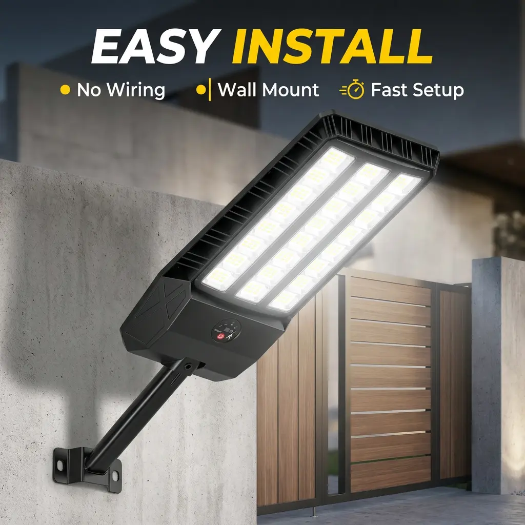 Solar Street Lights LED Wall Light - Solar Lights Outdoor, Motion Sensor, Dusk to Dawn, Super Bright, Waterproof, Easy Installation, No Wiring, for Patio, Garage, Exterior